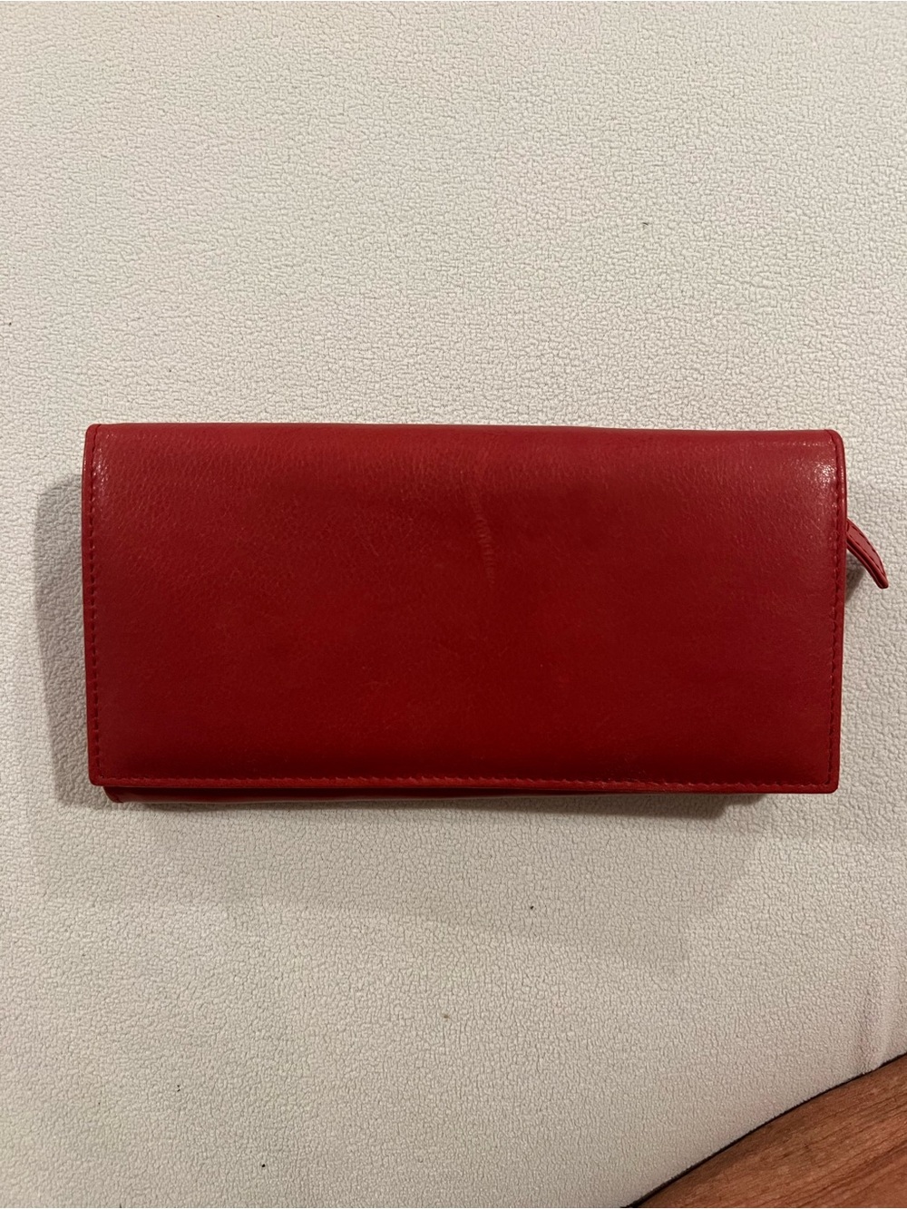 Red Leather Women's Long Wallet - Sleek Everyday Organizer